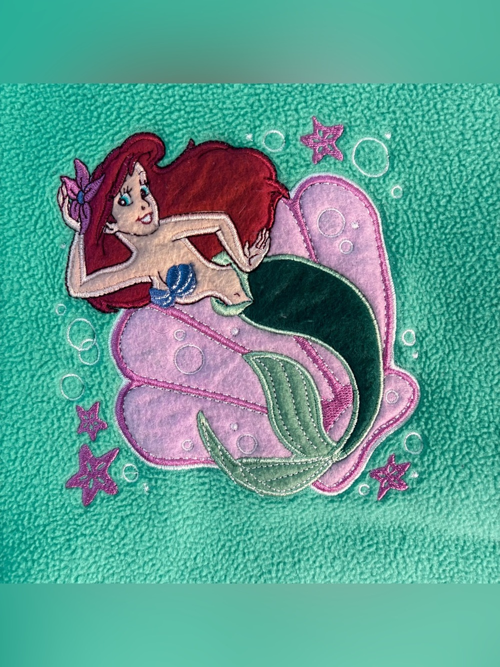 The Little Mermaid Fleece Blanket Embroidered Appliqué Mint Green Disney Store